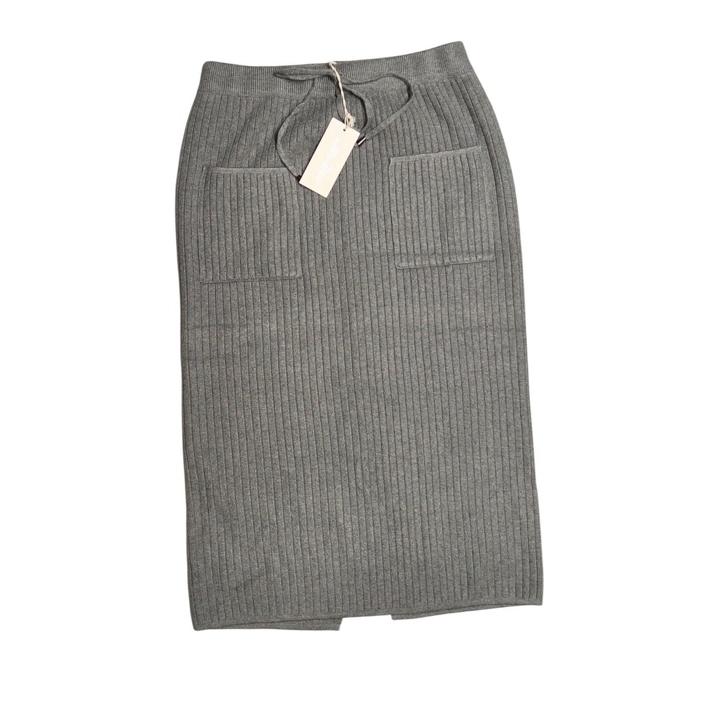 NWT Allie Rose Knit Midi Sweater Skirt Womens Medium Gray